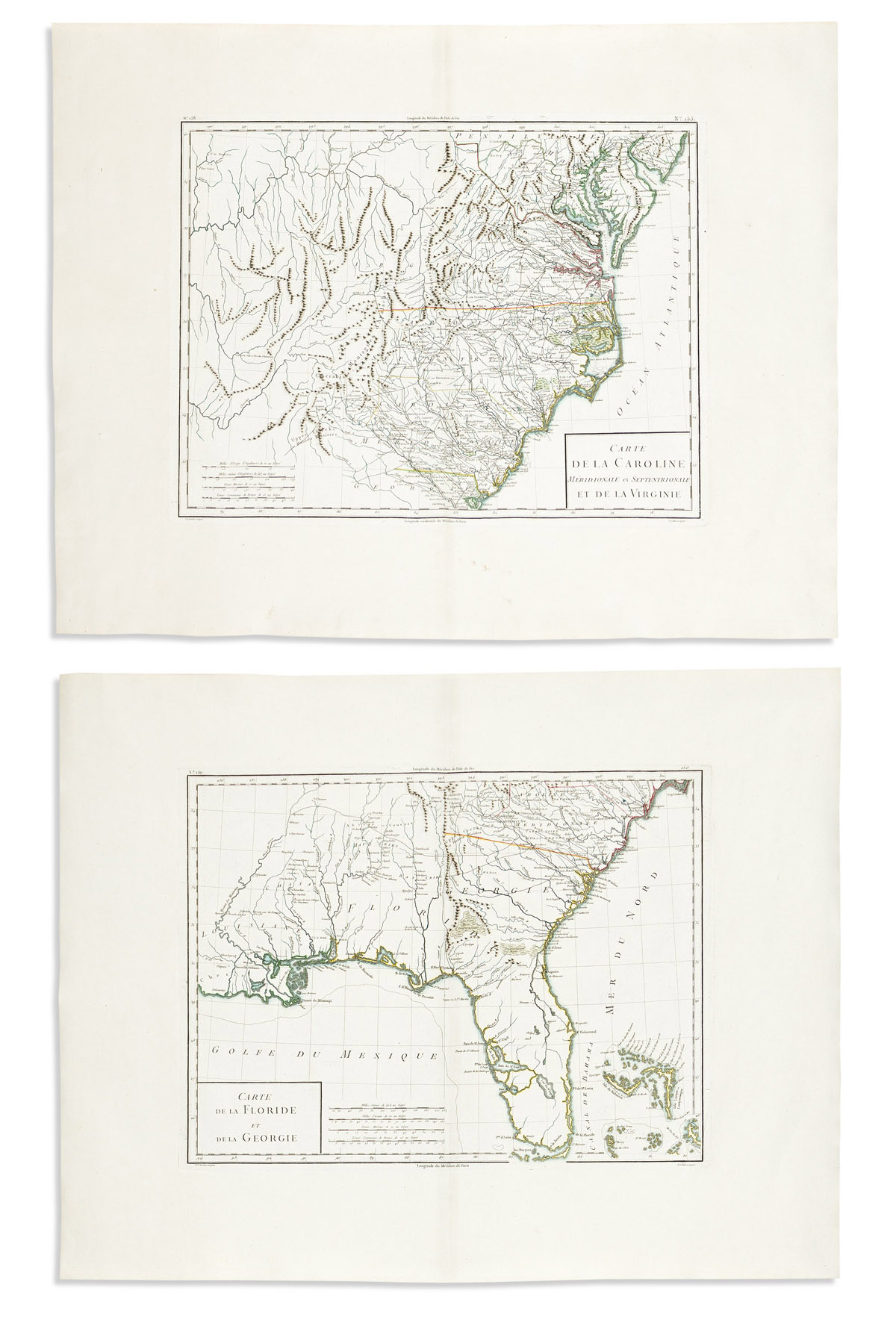 (AMERICAN SOUTHEAST.) Pasquier Jean Valet; and Pierre Francois Tardieu. Carte de la Caroline Meridionale et Septentrionale